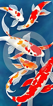 Playful Ripples: Dynamic Digital Koi Fish Artistry