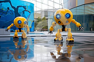 Playful Robots Engage in Futuristic Park Tag Game