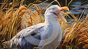 Playful Seagull: Realistic Hyper-detailed Airbrush Art In 8k Resolution