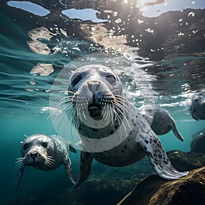 Playful Seals in Pristine Waters