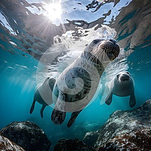 Playful Seals in Pristine Waters