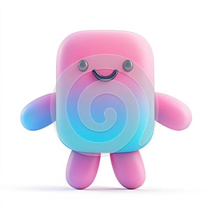Happy Pastel Blob Character, 3D Render photo