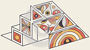Playful Stacked Geometric Building Blocks with Patterns, vector design Generative AI