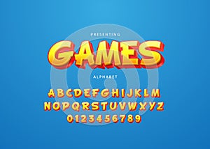 Playful style text effect, trendy game title font alphabet and number