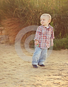 Playful toddler boy