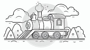 Playful Train Coloring Pages With Petros Afshar Style