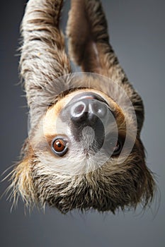 Playful Upside-Down Sloth: A Goofy Pose