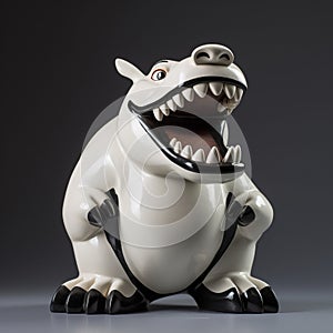 Cartoonish Ceramic White Monster With Big Teeth Figure photo