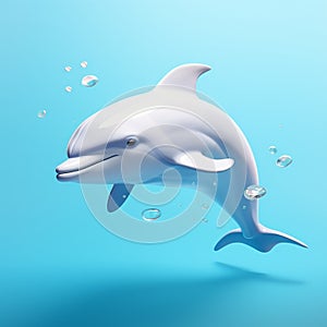 Playful White Dolphin Swimming In Hyper-realistic 3d Water Illustration