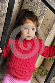 Playfull little girl outdoor photo
