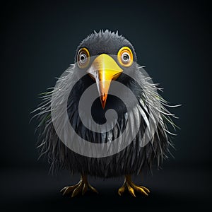 Playfully Dark Angry Bird: 3d Rendering In Bojan Jevtic Style