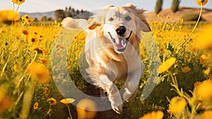 playfully golden retriever dog