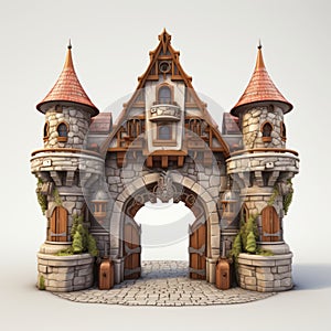 Playfully Intricate Small Castle Gate 3d Model