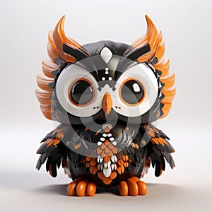 Playfully Ornate 3d Owl Doll With Black Head
