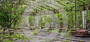 Playground with cars in Pripyat park