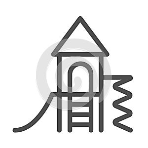 Playground for children line icon, Kindergarten concept, Play area for kids sign on white background, Playhouse with
