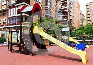 Playground in city street, nobody