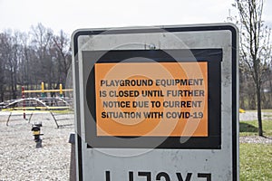 Playground closed due to COVID 19 sign