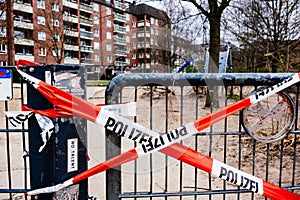 Playground cordoned off because of the corona virus in Hamburg, Germany