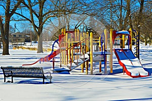 Playground Covered in Snow