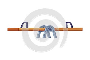 Playground Equipment with Wooden Seesaw or Teeter-totter Vector Illustration