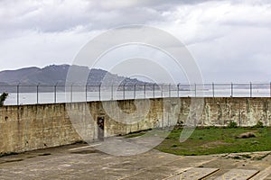 Playground of the federal prison on Alcatraz Island, in the center of San Francisco Bay, California (USA).