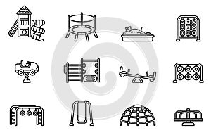 Playground icon set. thin line style stock vector.