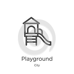 playground icon vector from city collection. Thin line playground outline icon vector illustration. Outline, thin line playground