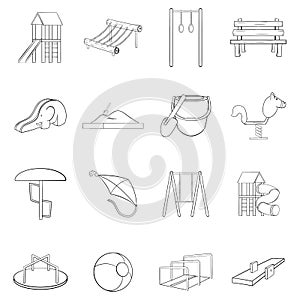 Playground icons set vector outline