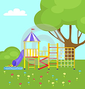Playground for Kids with Different Ladders Vector