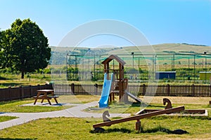 Playground for the kids in a large open space