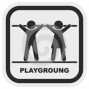 Playground, kids sport field, black symbol, gray and black frame, eps.