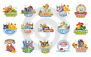 Playground labels. aqua water park summer entertainments