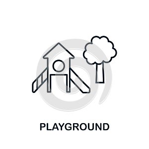 Playground outline icon. Thin style design from city elements icons collection. Pixel perfect symbol of playground icon. Web