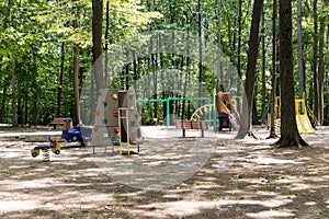 Playground park named Parc De Grandpre located at Sorel-Tracy city  in the province of Quebec in Canada