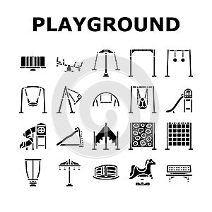 playground park outdoor play icons set vector