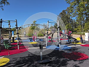 Playground in park using modern play things