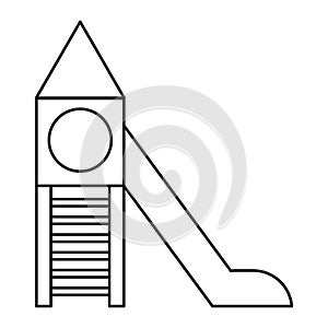 Playground slide icon. Outline vector symbol isolated on white background