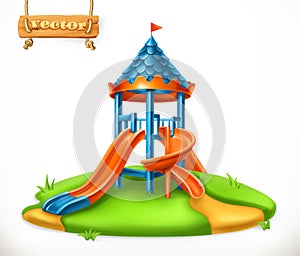 Playground slide. Play area for children, vector icon