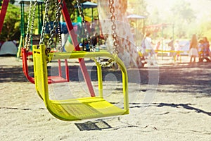 Playground swing in camping area