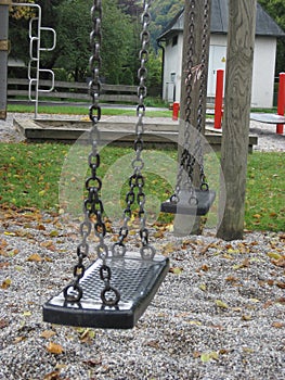 Playground swing set. Selective focus.