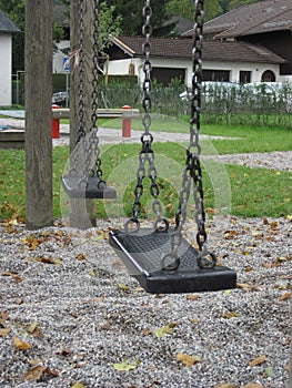 Playground swing set. Selective focus.
