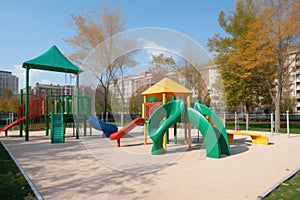 playground with swings, seesaws and slides for active play