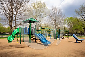 playground with swings, slides, and jungle gyms for children to play on