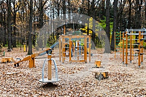 playground in urban park in autumn
