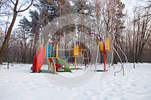 A playground in winter