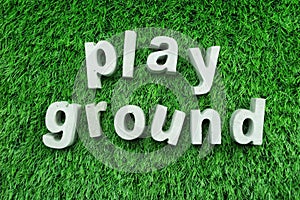 Playground word alphabet letter on green grass