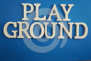 Playground word alphabet letters on blue background