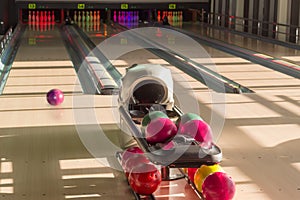 Playing area in the modern pin bowling alley