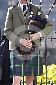 Playing bagpipes - portrait